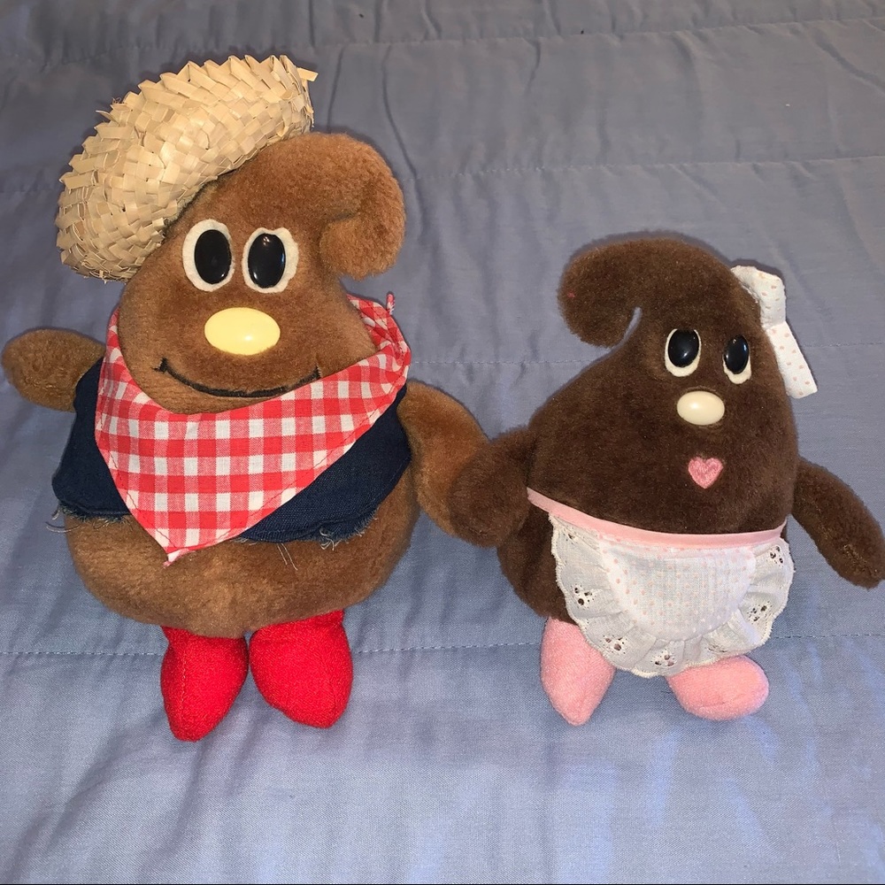 Chocolate Kiss Stuffed Plushie Toys Vintage Nestle Milky and Li'l Bits Pair Gift